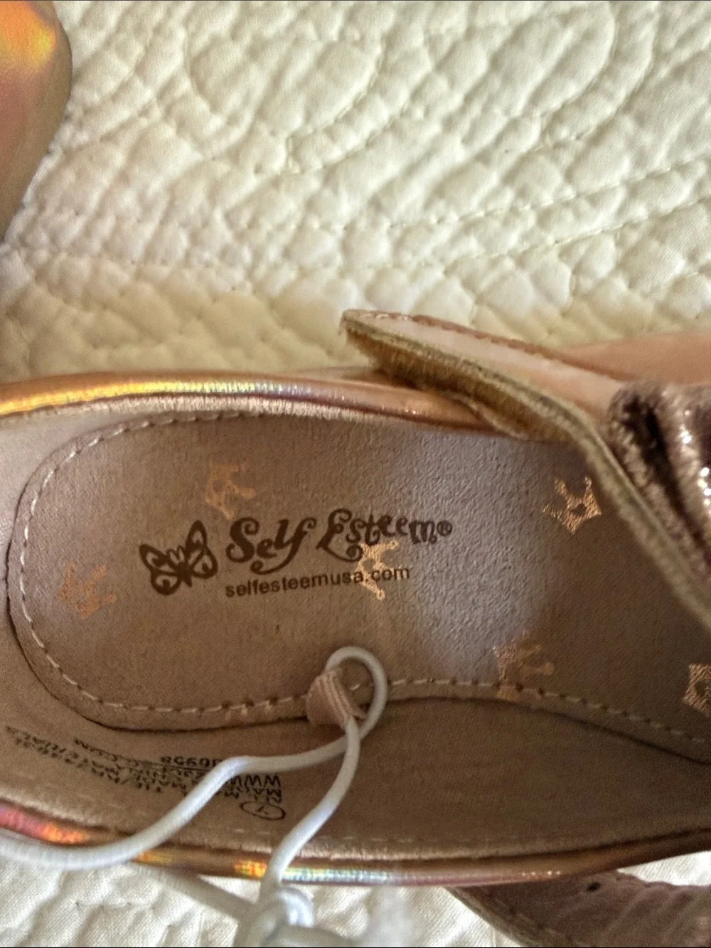 Girls' Iridescent Bow Mary Jane Kids Shoes - Rose Gold